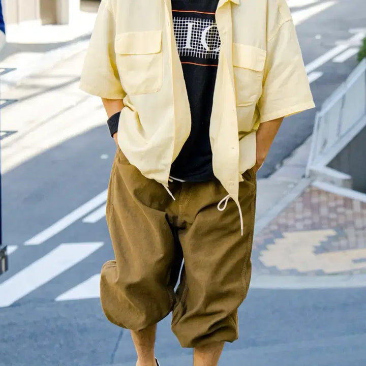 [BUNJANG] Nanamica Open Collar Cupra Hemp S/S Shirt / [M] 나나미카 오픈카라 큐프라 헴프 셔츠