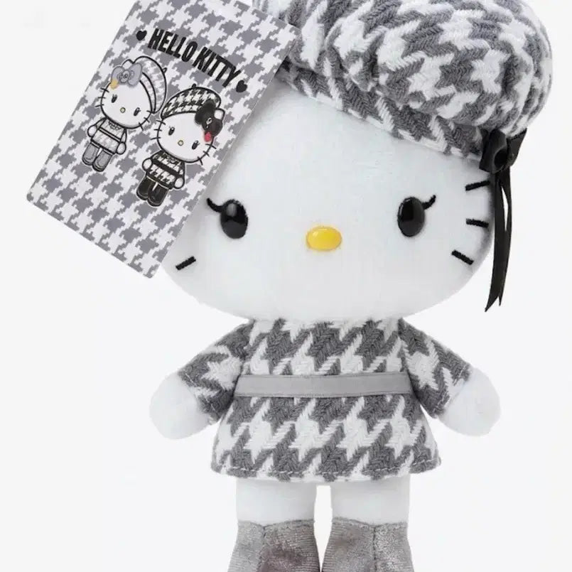 [BUNJANG] Sanrio Hello Kitty Houndstooth Check Plush Keychain / [정품/새상품] 산리오 헬로키티 하운드투스 체크 키링인형