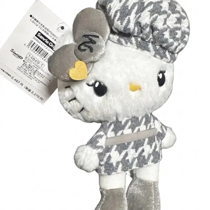 [BUNJANG] Sanrio Hello Kitty Houndstooth Check Plush Keychain / [새상품] 산리오 헬로키티 하운드투스 체크 키링인형