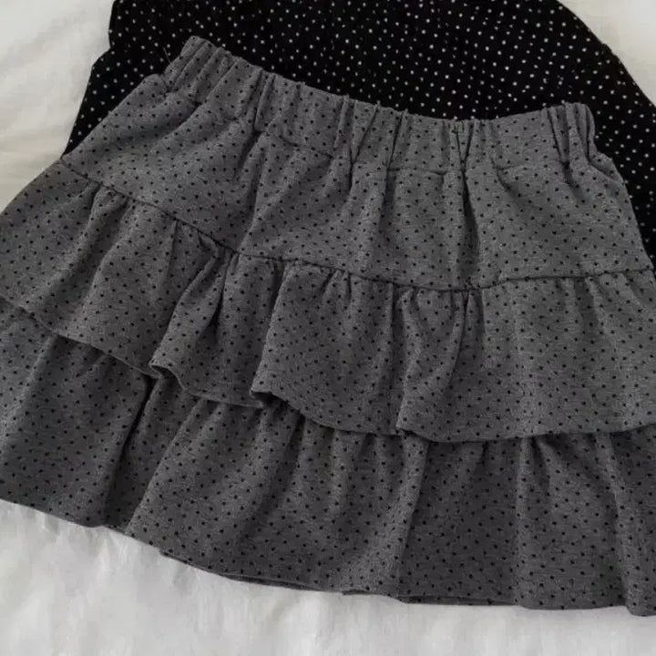 [BUNJANG] Dot Pattern Mini Skirt Pants Charcoal / 밴딩 프릴 캉캉 미니 도트스커트 팬츠스커트 차콜