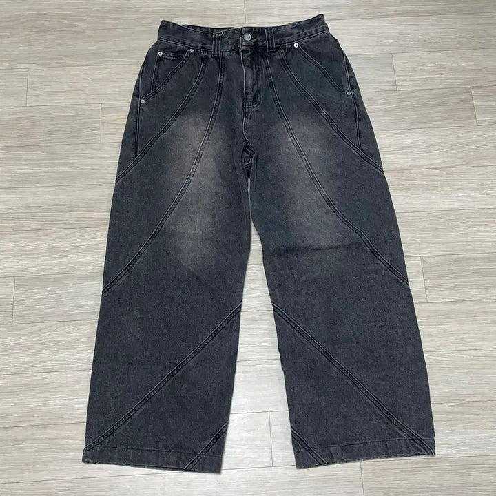 [BUNJANG] Washed Wide Denim Pants / 워싱 와이드 데님팬츠