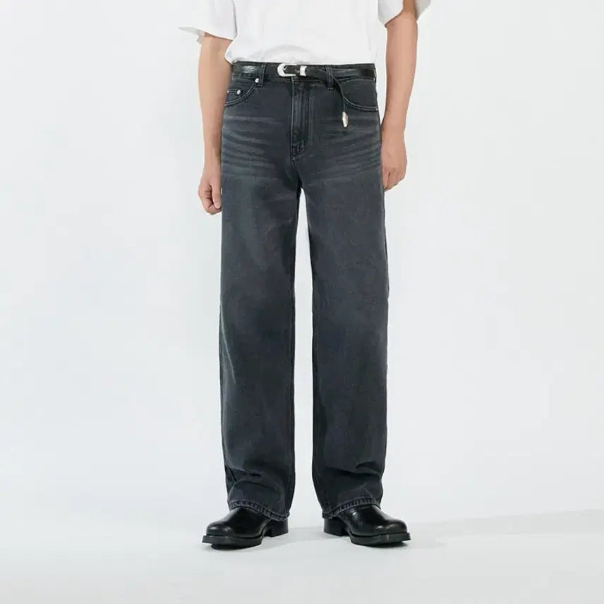 [BUNJANG] Order Archive Ash Black Jean Minimal Wide Denim Pants / 오더아카이브 애쉬 블랙진 미니멀 와이드 데님팬츠
