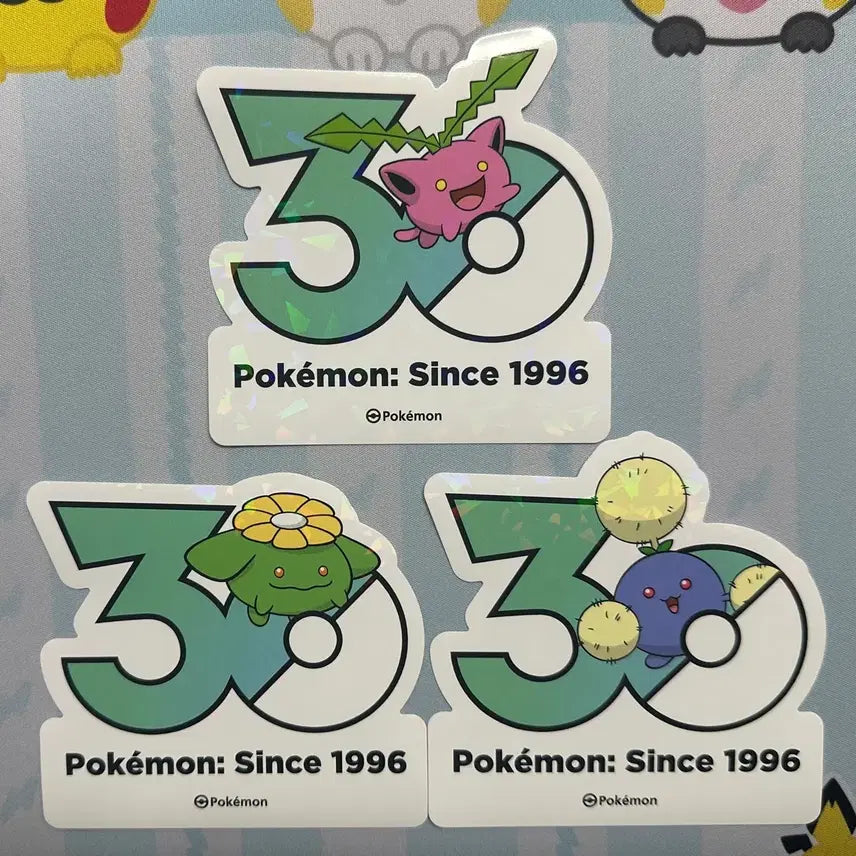 [BUNJANG] Pokemon 30th Anniversary Logo Sticker Set / [포켓몬 30주년 기념 로고 스티커]통통코, 두코, 솜솜코