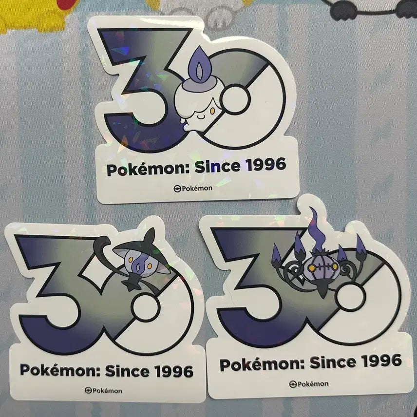 [BUNJANG] Pokemon 30th Anniversary Logo Stickers (Volbeat, Lampent, Chandelure) / [포켓몬 30주년 기념 로고 스티커]불켜미, 램프라,샹델라