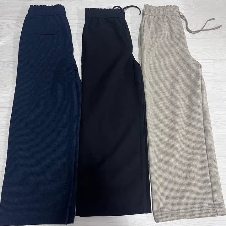 [BUNJANG] Cool Summer Seersucker Wide Pants (3 Set) - New Arrival / (3세트)시원한 여름 시어서커 와이드 팬트 /새상품