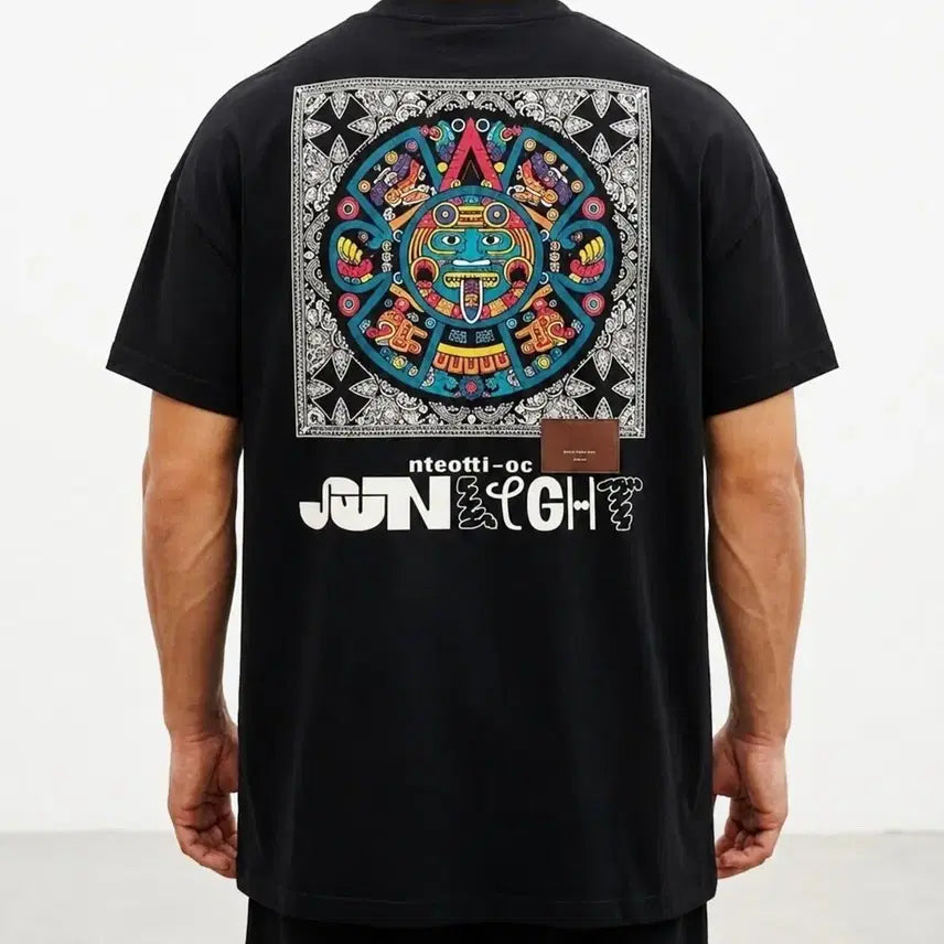 [BUNJANG] Graphic Oversized Cotton T-Shirt Black / 새상품 오버핏 반팔 면티셔츠