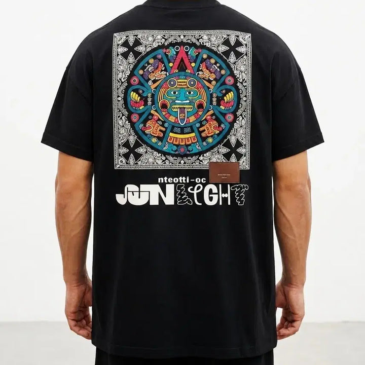 [BUNJANG] Graphic Oversized Cotton T-Shirt Black / 새상품 오버핏 반팔 면티셔츠