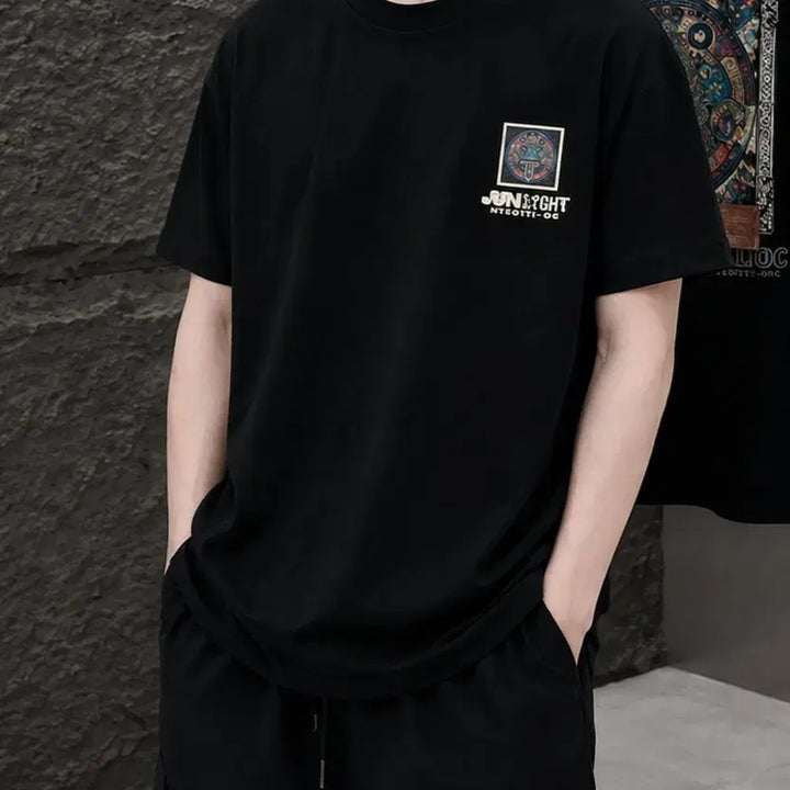 [BUNJANG] Graphic Oversized Cotton T-Shirt Black / 새상품 오버핏 반팔 면티셔츠