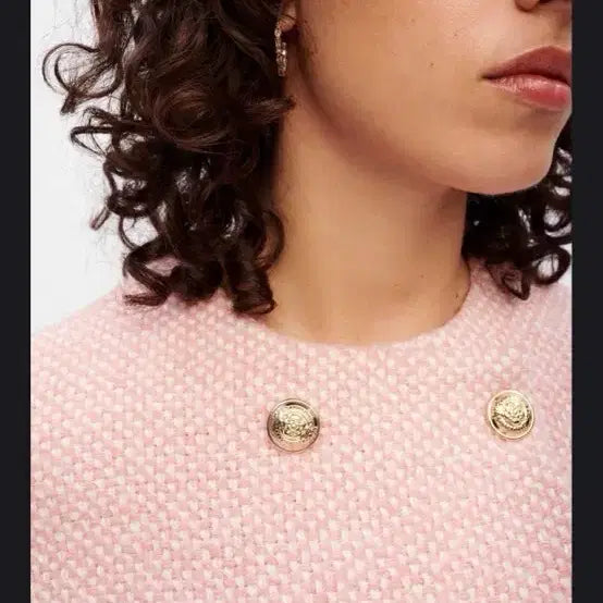 [BUNJANG] Maje Tweed Mini Dress Pink Gold Button Size 38 / 마쥬 원피스 새상품 38 사이즈