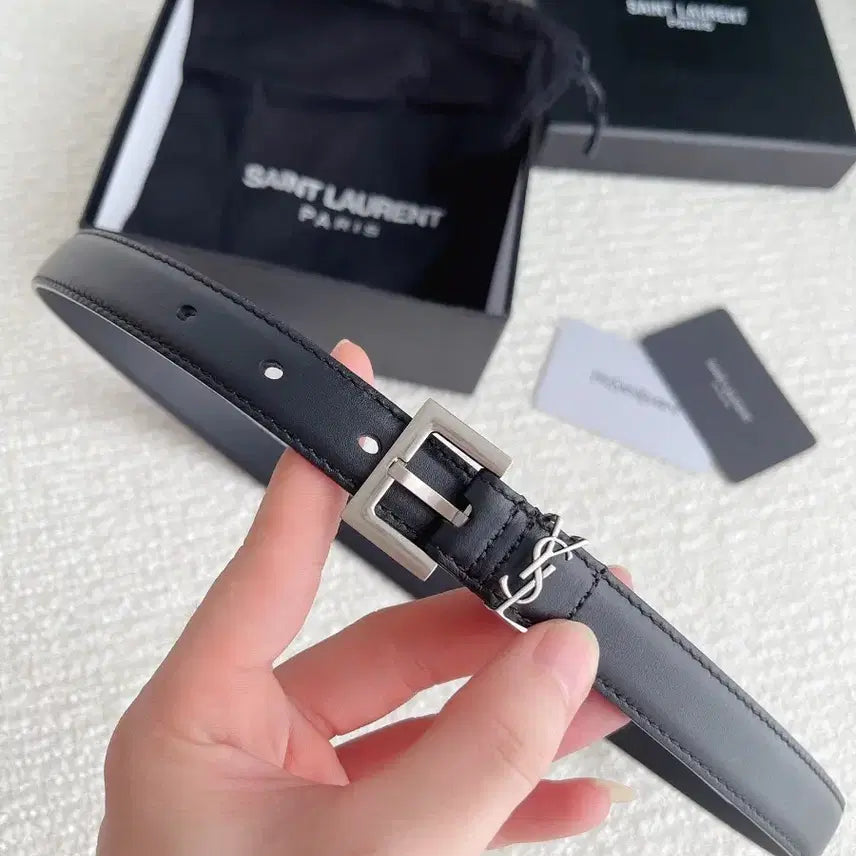 [BUNJANG] Saint Laurent Black Leather Belt / 생로랑 블랙 가죽 여성 벨트 정품