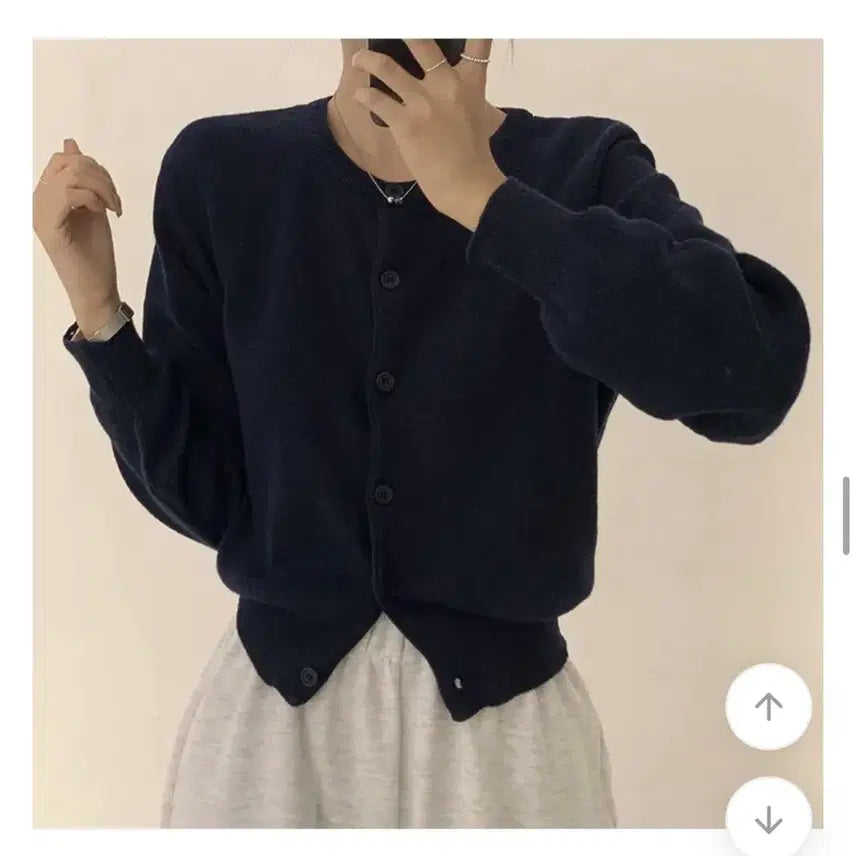 [BUNJANG] About Young Snow Round Basic Casual Long Sleeve Cardigan / 어바웃영 스노우 라운드 무지 봄 베이직 캐주얼 긴팔 가디건 곤색