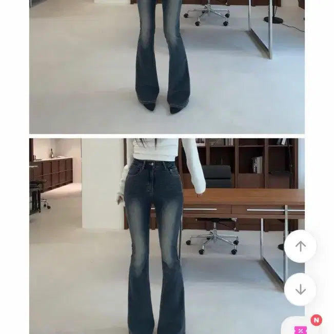 [BUNJANG] Amebly Slim Fit Dark Blue Wash Bootcut Denim Pants / 새상품) 에이블리 진청색상 나쇼중 부츠컷 데님 팬츠