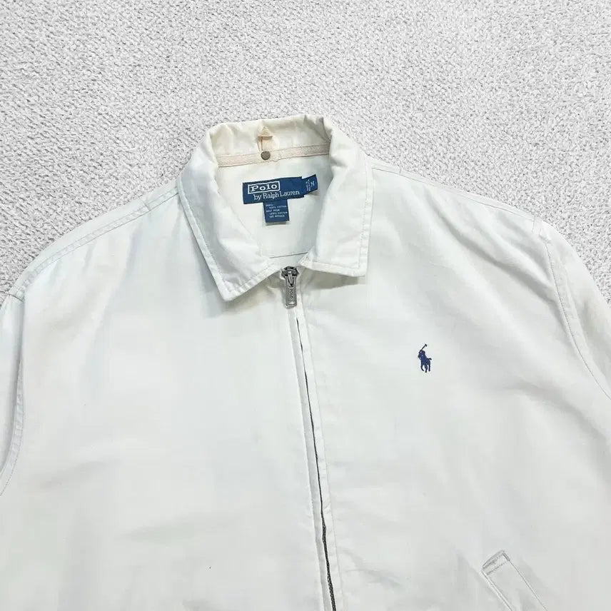 [BUNJANG] Polo Ralph Lauren Pony Logo Blouson Jacket Ivory M / 폴로 랄프로렌 포니 로고 블루종 자켓 아이보리