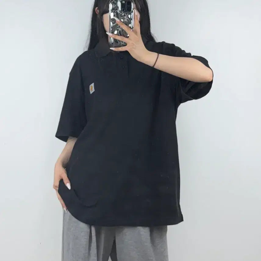 [BUNJANG] Carhartt Pocket Collar Short Sleeve T-Shirt Black L / 칼하트 포켓 카라 반팔 티셔츠 블랙 E0512