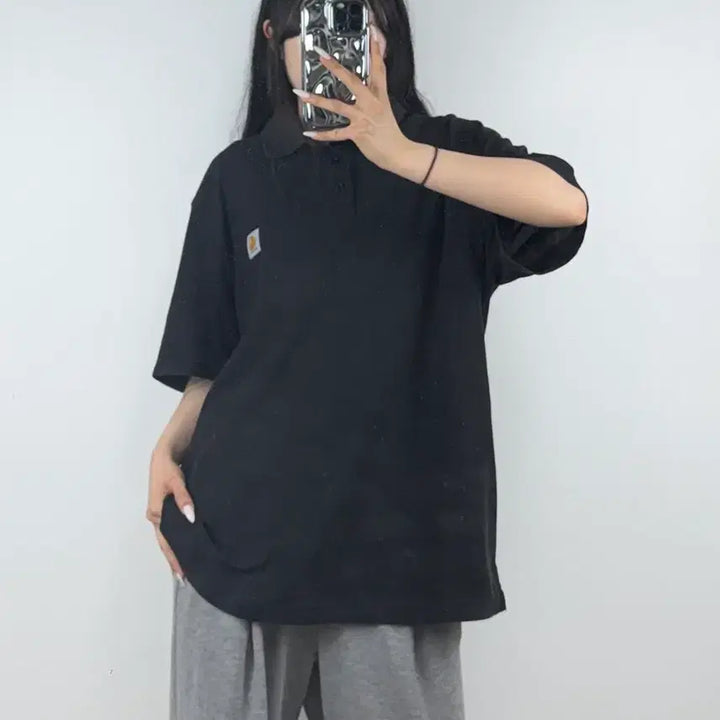 [BUNJANG] Carhartt Pocket Collar Short Sleeve T-Shirt Black L / 칼하트 포켓 카라 반팔 티셔츠 블랙 E0512