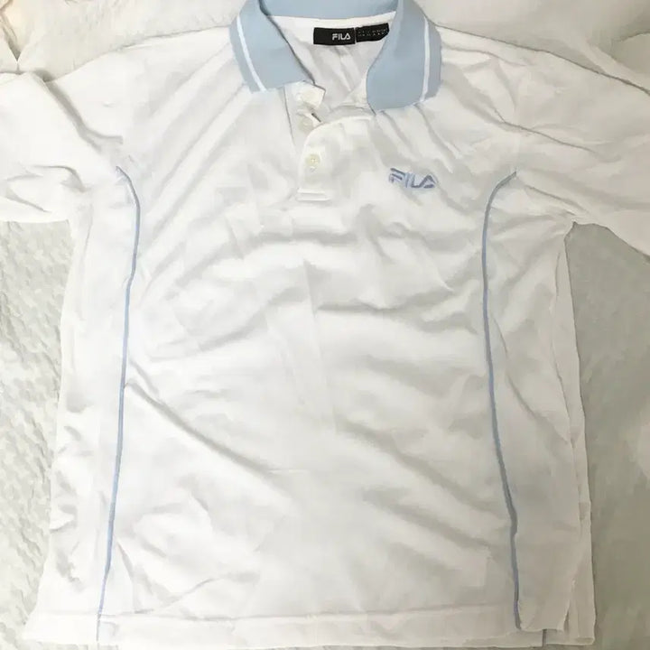 [BUNJANG] FILA White Short Sleeve Polo Shirt / 휠라 FILA 화이트 반팔 카라티 소라
