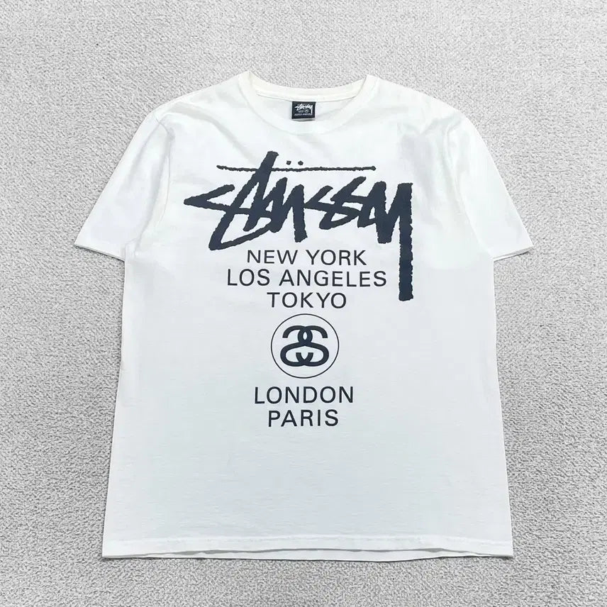 [BUNJANG] Stussy World Tour T-Shirt White / 스투시 Stussy 월드투어 반팔티 화이트