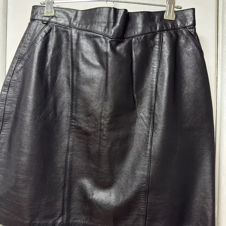 [BUNJANG] Black Genuine Leather Mini Skirt / 블랙 소가죽 미니 스커트
