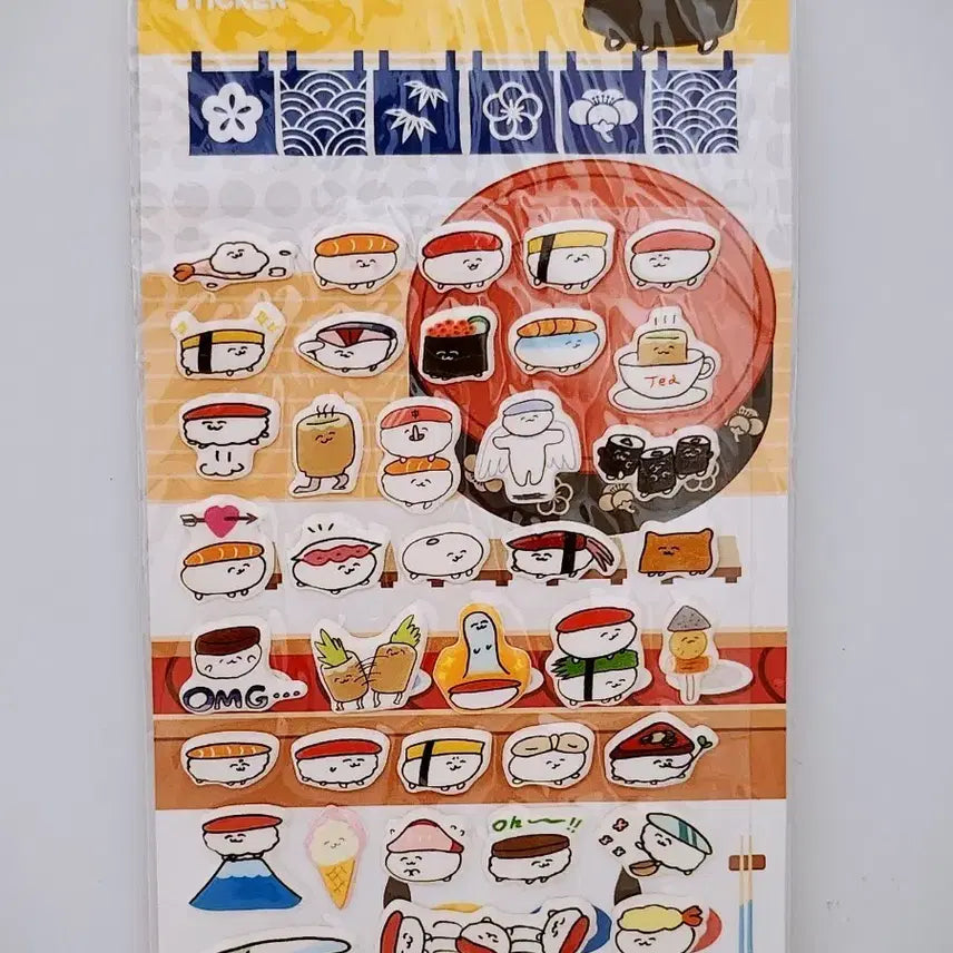 [BUNJANG] Blue Fancy Oushidayo Sushi Plush Stickers / [고전문구] 푸른팬시 오슈시다요 초밥 스시 폭신 스티커