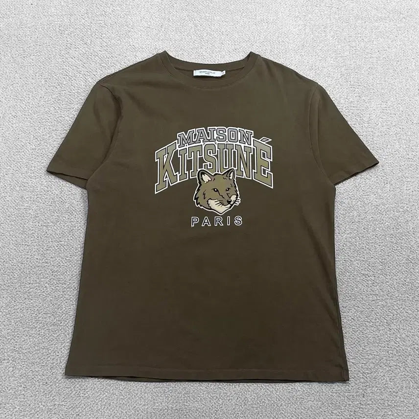[BUNJANG] Maison Kitsuné Campus Fox Relaxed Fit T-Shirt Khaki / 메종키츠네 캠퍼스 폭스 릴렉스 반팔티 카키