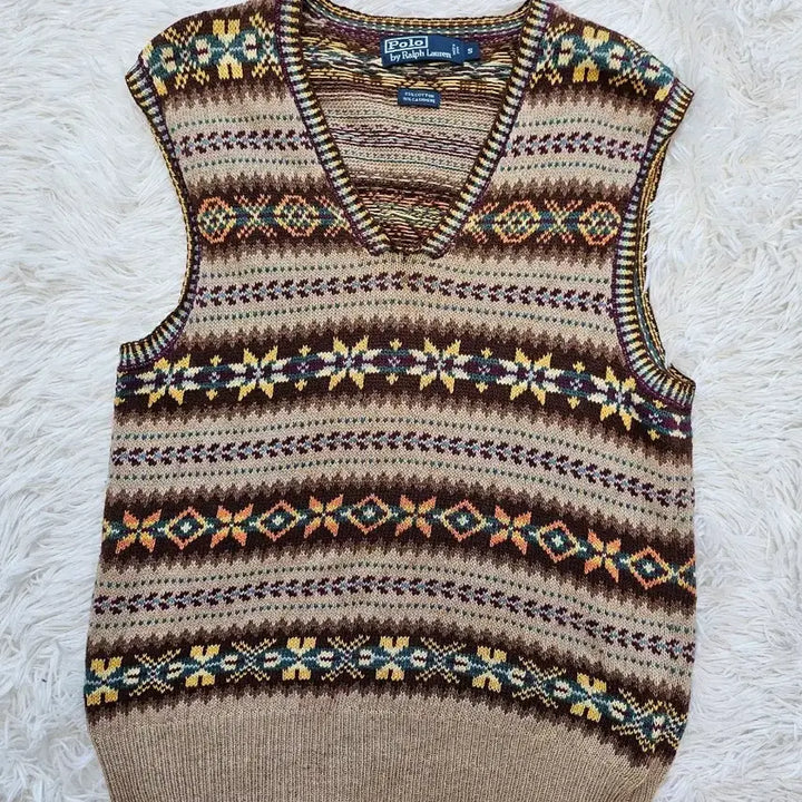 [BUNJANG] Polo Ralph Lauren Cashmere Blend Pattern Knit Vest S / 폴로 랄프로렌 캐시미어혼방 패턴 니트 베스트 S