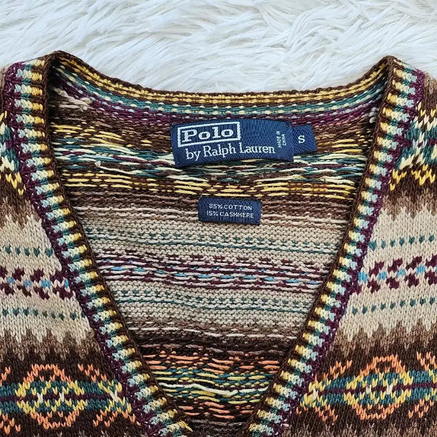 [BUNJANG] Polo Ralph Lauren Cashmere Blend Pattern Knit Vest S / 폴로 랄프로렌 캐시미어혼방 패턴 니트 베스트 S