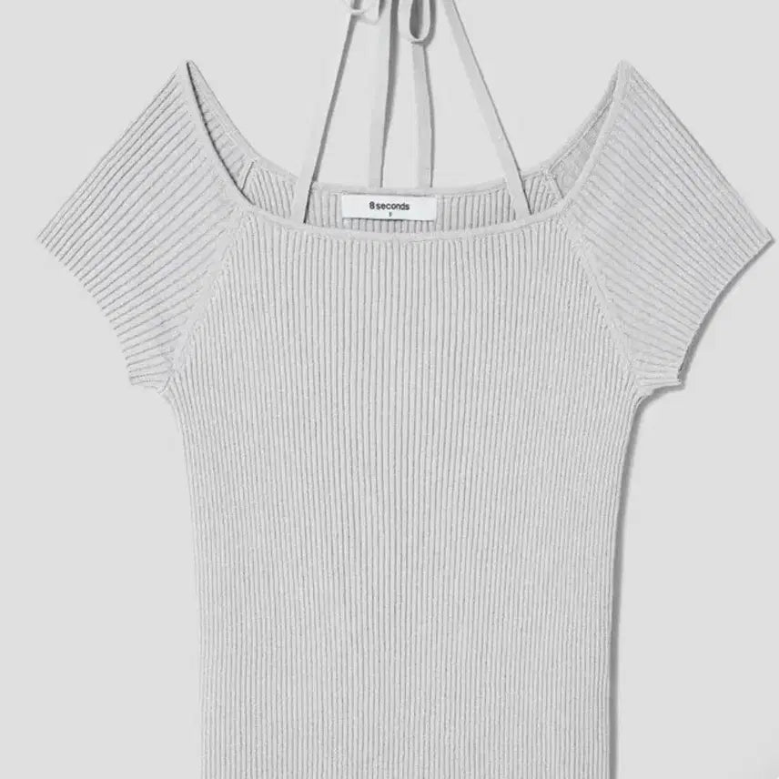 [BUNJANG] 8 Seconds Ribbed Halterneck Short Sleeve Pullover [M] / 반택포) 에잇세컨즈 리본끈 홀터넥 반소매 풀오버 [m]
