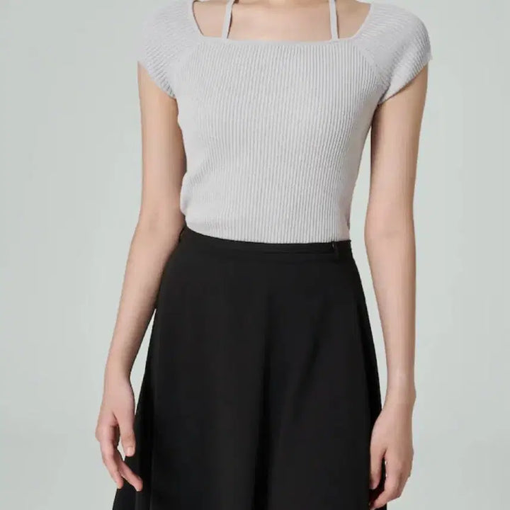 [BUNJANG] 8 Seconds Ribbed Halterneck Short Sleeve Pullover [M] / 반택포) 에잇세컨즈 리본끈 홀터넥 반소매 풀오버 [m]
