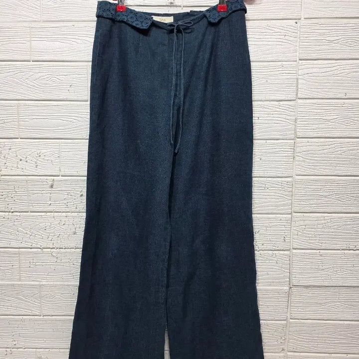 [BUNJANG] Esae Ma Wide Leg Pants Deep Green Linen (Size 73) / 이새 마 통바지 73