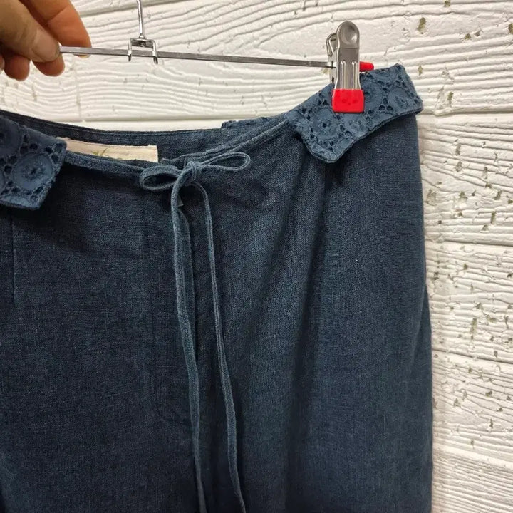 [BUNJANG] Esae Ma Wide Leg Pants Deep Green Linen (Size 73) / 이새 마 통바지 73
