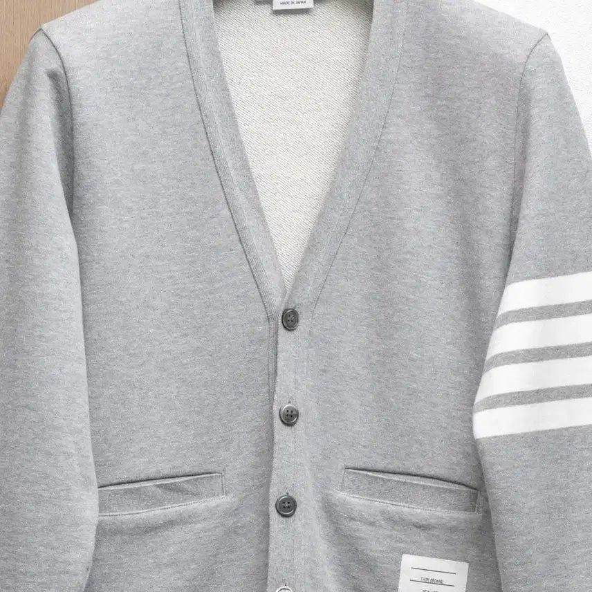 [BUNJANG] Thom Browne Striped Armband Cotton Cardigan Grey / 톰브라운 사선완장 코튼 가디건 그레이 1