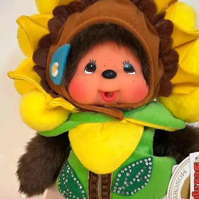 [BUNJANG] Monchhichi 40th Anniversary Sunflower M-Size Doll / 몬치치 40주년 해바라기꽃 M사이즈 인형