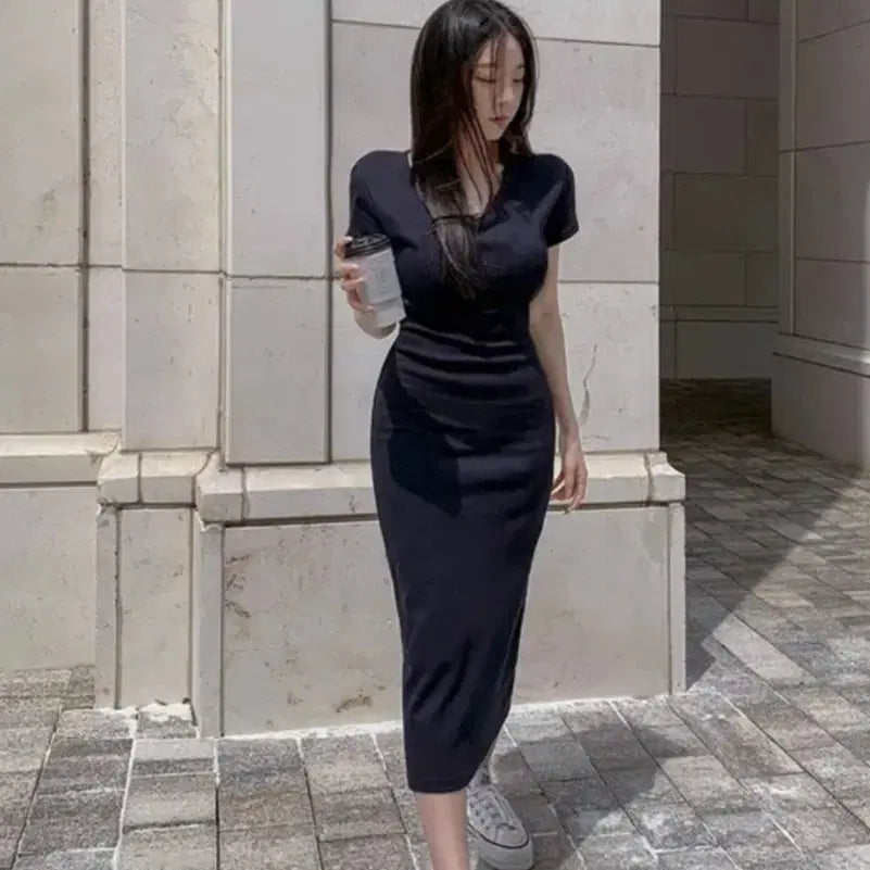 [BUNJANG] Hinique PK Long Dress Navy / [히니크 PK원피스 - 롱, 네이비]
