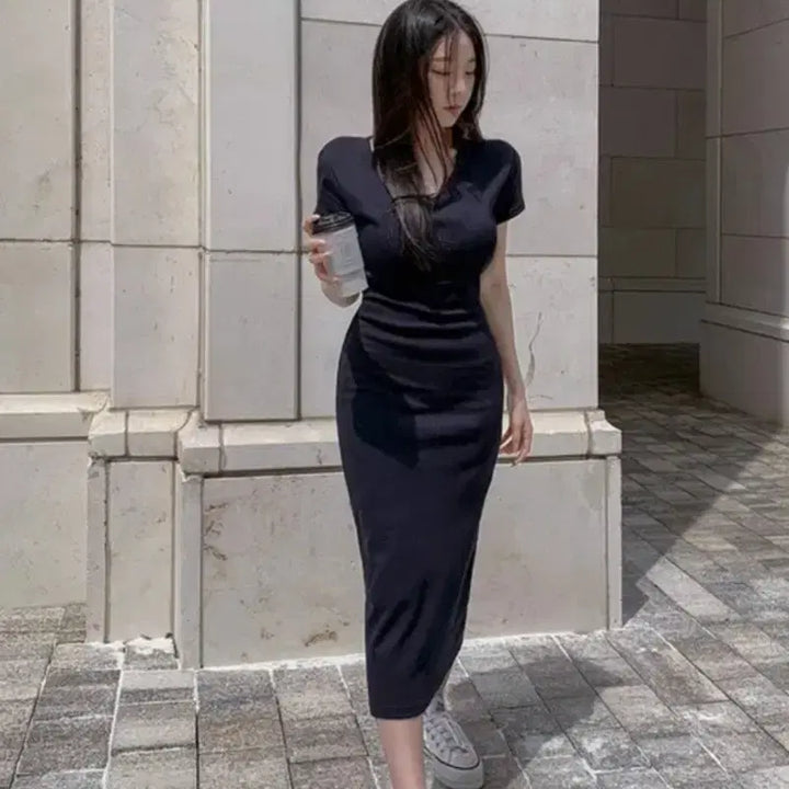 [BUNJANG] Hinique PK Long Dress Navy / [히니크 PK원피스 - 롱, 네이비]