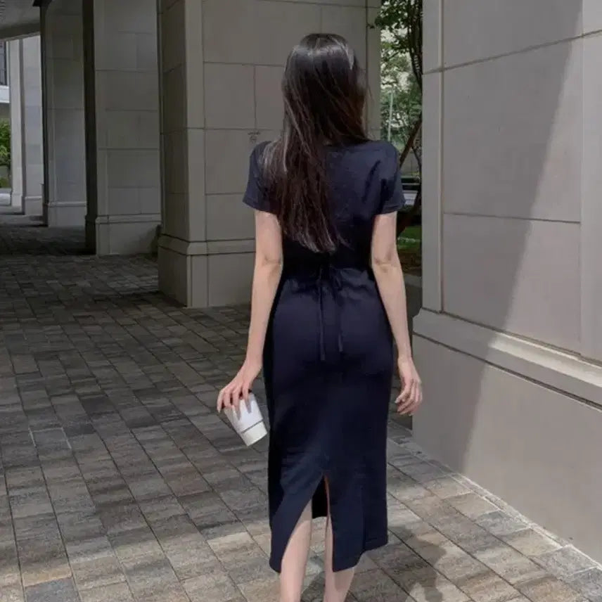 [BUNJANG] Hinique PK Long Dress Navy / [히니크 PK원피스 - 롱, 네이비]