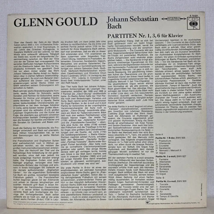 [BUNJANG] Glenn Gould: Bach Partitas Nos. 1, 3, 6 Piano Classical LP (German First Pressing) / 독일반] 글렌 굴드: 바흐 파르티타 1, 3, 6번/피아노 클래식LP