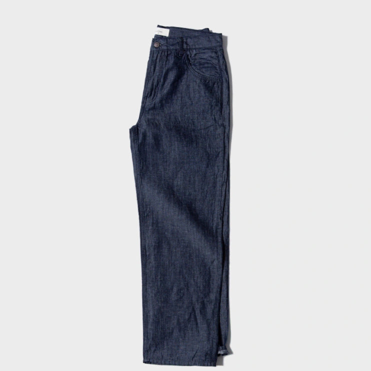 [BUNJANG] First Floor Linen Denim Trousers Orient Indigo Size 46 / 퍼스트플로어 리넨 린넨 데님 트라우저 오리엔트 인디고 46사이즈