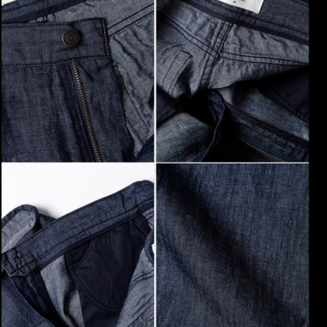 [BUNJANG] First Floor Linen Denim Trousers Orient Indigo Size 46 / 퍼스트플로어 리넨 린넨 데님 트라우저 오리엔트 인디고 46사이즈