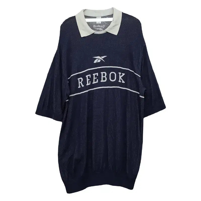 [BUNJANG] Reebok Printing Navy Collar Short-Sleeve T-Shirt Size 100 / 리복 프린팅 네이비 카라 반팔 100