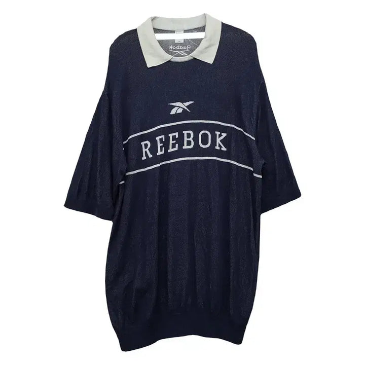 [BUNJANG] Reebok Printing Navy Collar Short-Sleeve T-Shirt Size 100 / 리복 프린팅 네이비 카라 반팔 100