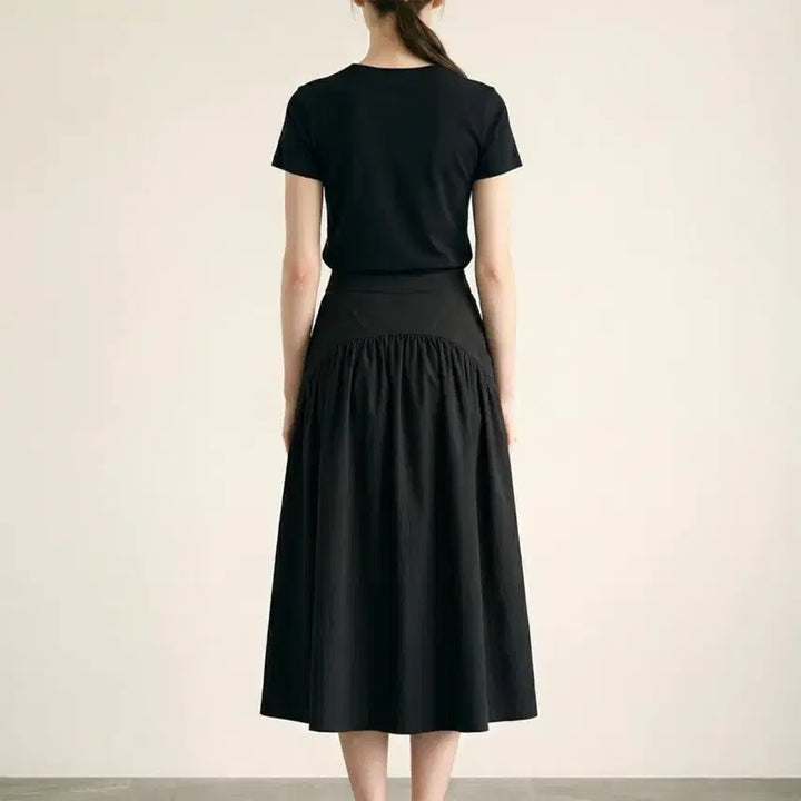 [BUNJANG] Cashmere House Shirring Pocket Skirt Black / 캐시미어하우스 셔링 포켓 스커트 블랙
