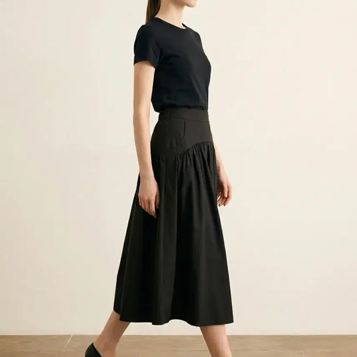 [BUNJANG] Cashmere House Shirring Pocket Skirt Black / 캐시미어하우스 셔링 포켓 스커트 블랙