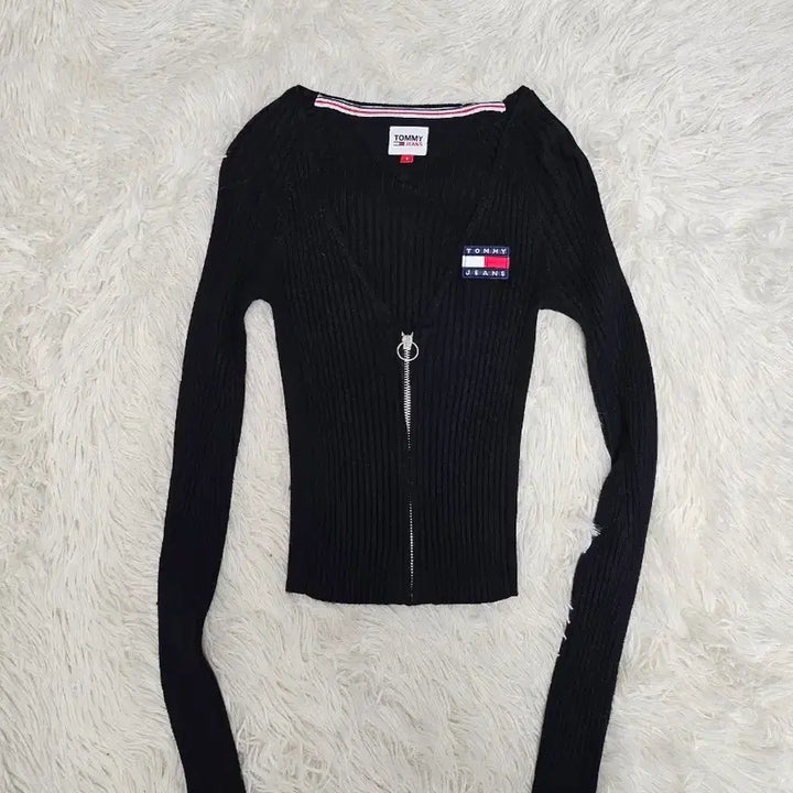 [BUNJANG] Tommy Hilfiger Black Knit Zip-Up Cardigan / 타미힐피거 블랙 니트 집업 가디건