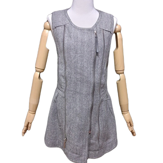 [BUNJANG] Objet Herringbone Double Zipper Wool Sleeveless Dress / 오브제 헤링본 정품 여자 이중시퍼 여성 모직 민소매티셔츠원피스85-96