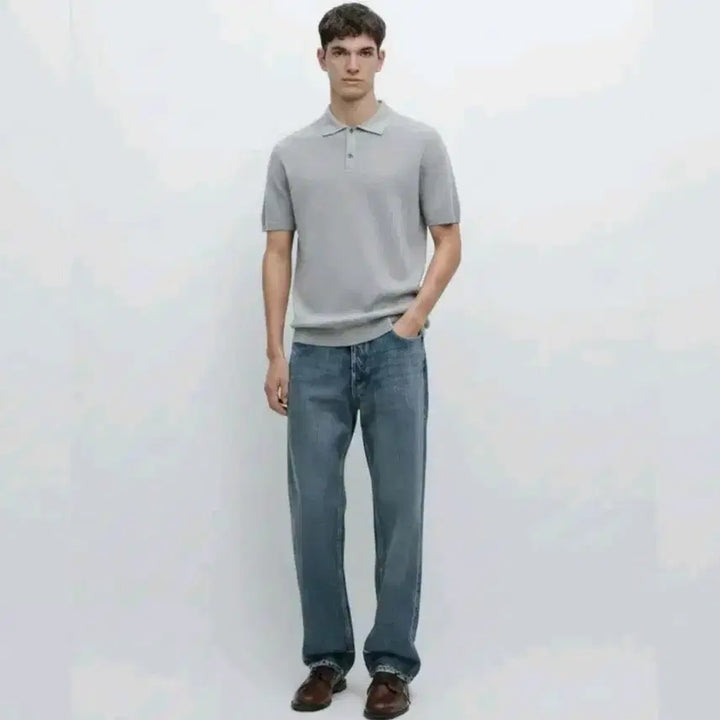 [BUNJANG] Massimo Dutti Textured Cotton Knit Polo Shirt / 새제품L XL 마시모두띠 텍스처드코튼 니트 폴로 카라 셔츠 카라티 반팔