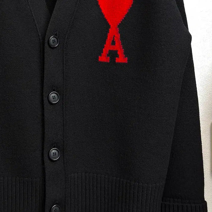 [BUNJANG] AMI Big Heart Virgin Wool Cardigan Black M / 아미 빅하트 버진울 가디건 블랙 M