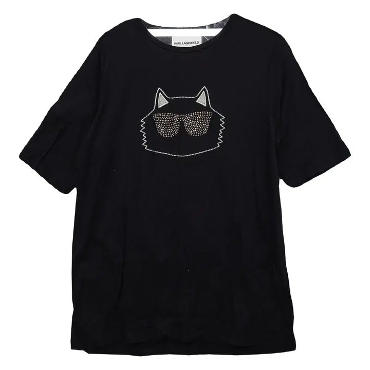 [BUNJANG] Karl Lagerfeld Printed Black Short Sleeve T-Shirt / 칼 라거펠트 프린팅 블랙 반팔티 90 (구 66)