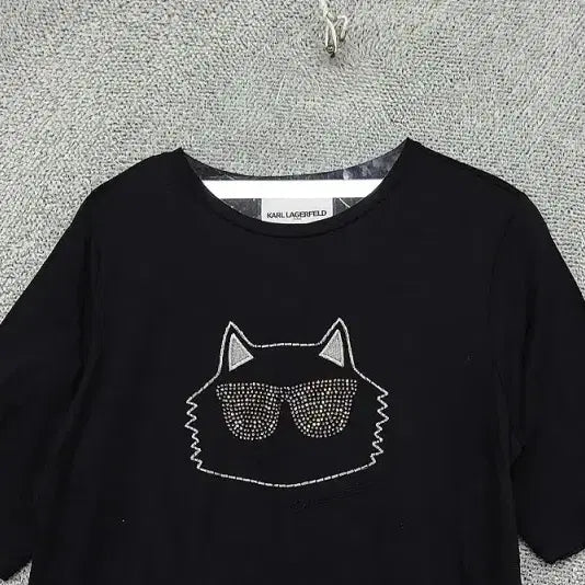 [BUNJANG] Karl Lagerfeld Printed Black Short Sleeve T-Shirt / 칼 라거펠트 프린팅 블랙 반팔티 90 (구 66)