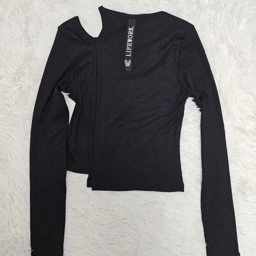 [BUNJANG] Lifework Black Asymmetrical Long-Sleeve T-Shirt / Lifework 블랙 언발란스  긴팔 티셔츠