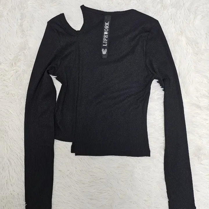 [BUNJANG] Lifework Black Asymmetrical Long-Sleeve T-Shirt / Lifework 블랙 언발란스  긴팔 티셔츠